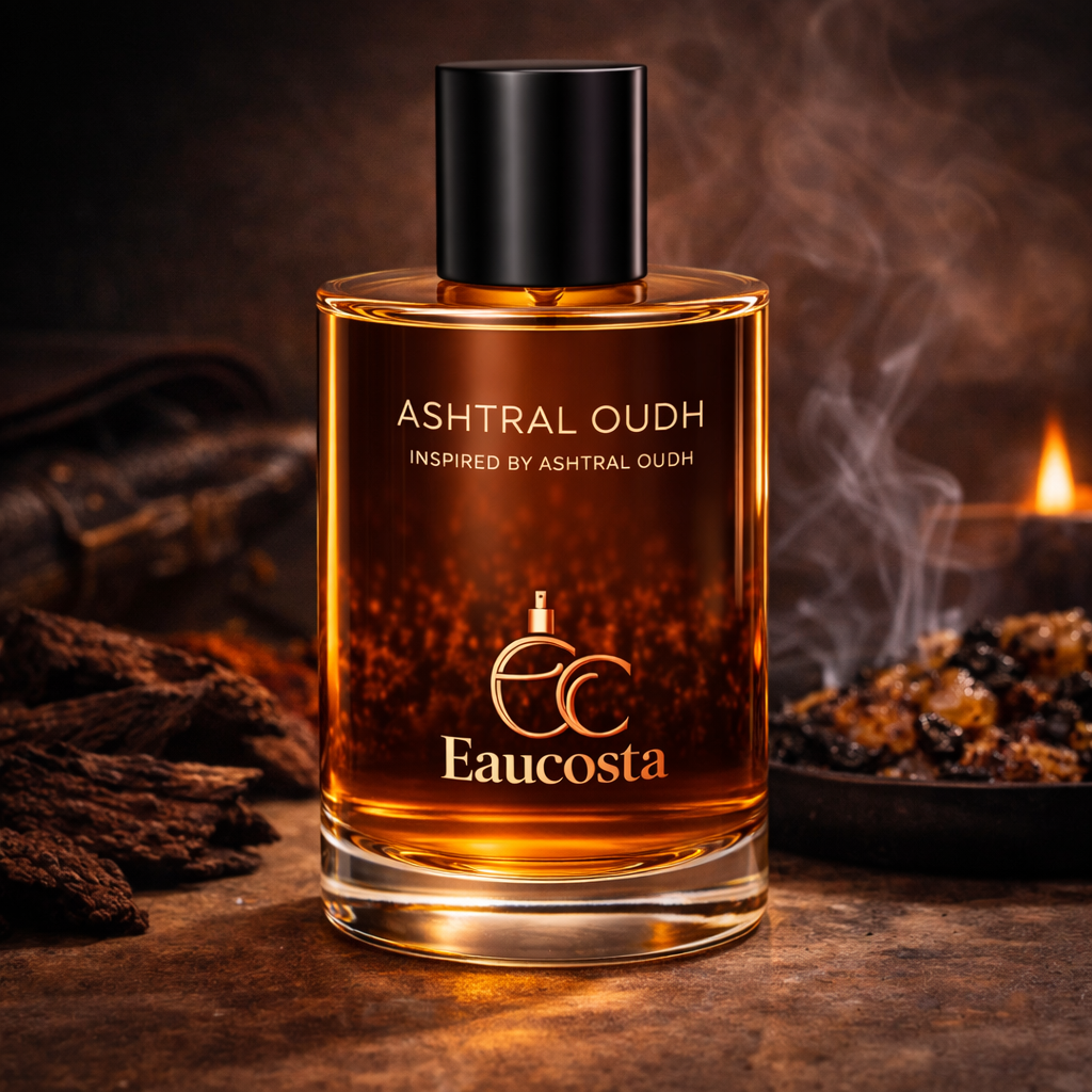 Ashtral Oudh perfume by Eaucosta inspired by Astral Oudh, rich woody oud fragrance with smoky oriental notes